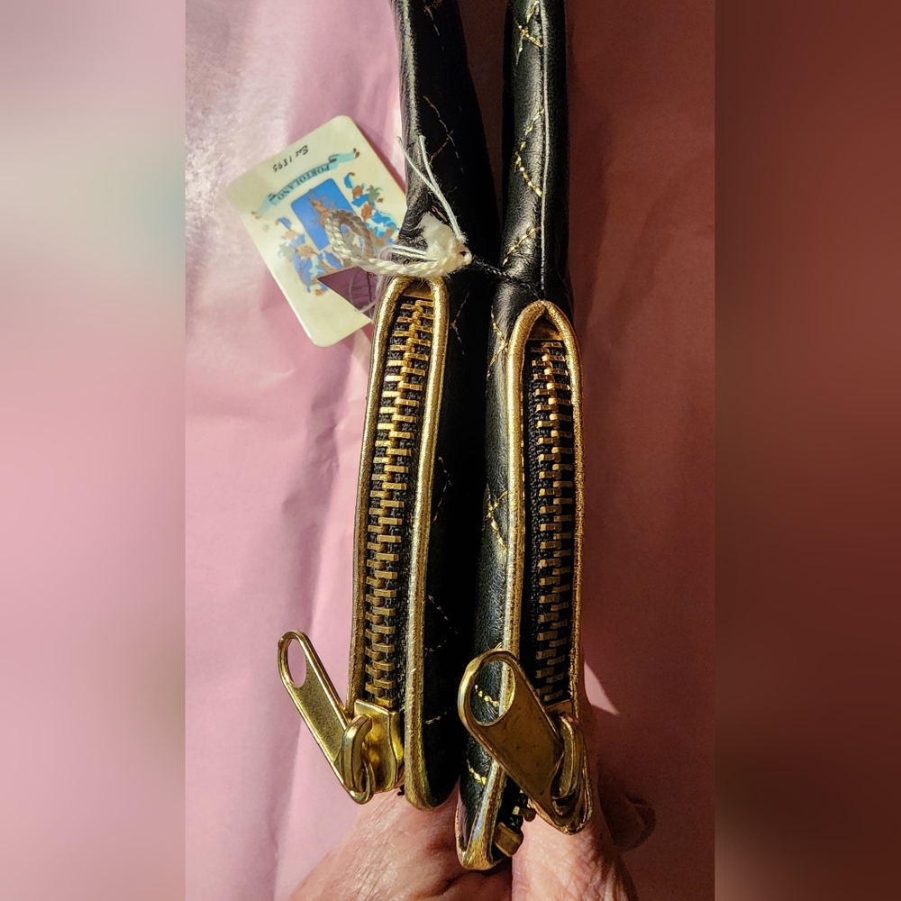 PORTOLANO LONG LEATHER GLOVES WITH GOLD TRIM AND ZIPPERS SIZE 7 NWT - Picture 8 of 9